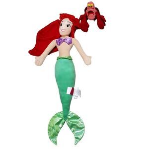 Disney The Little Mermaid Plush Ariel Sebastian Beanie Lot of 2 Bundle